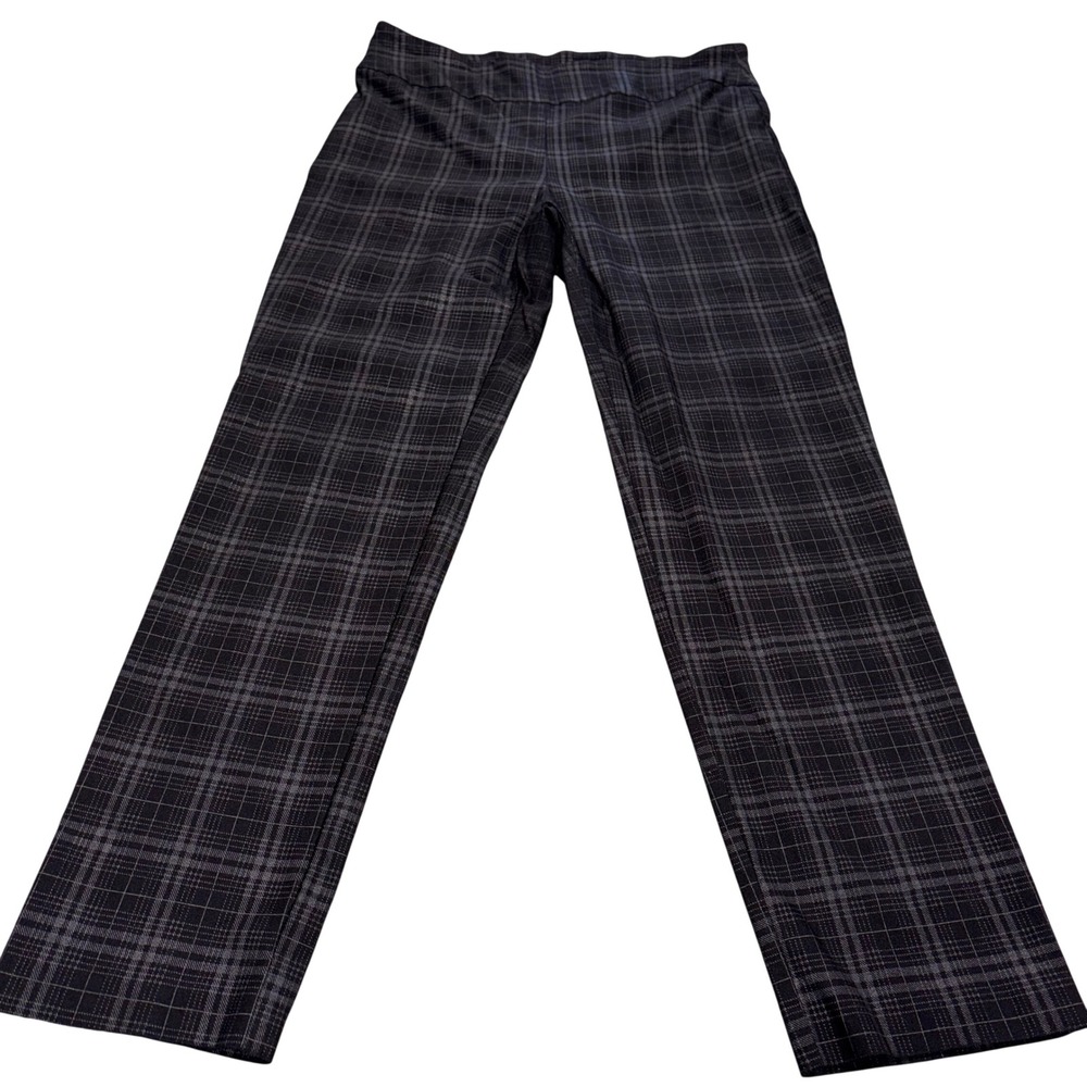 Grunge Skater Plaid New Directions Pull On Pants Womens 14 Grey Black